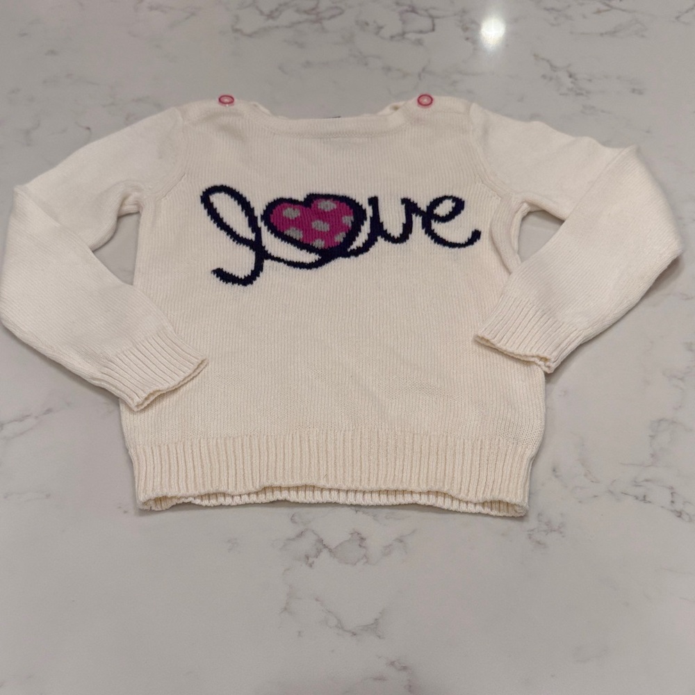 Gap size 4T White Sweater with Pink Heart Design